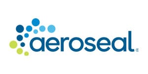 A blue and white logo for aerosea